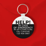 Llavero Ayuda al mascota en casa solo contacto de emergenc<br><div class="desc">Ayuda mascota casa sola contacto de emergencia anillo de claves personalizado de Ricaso personalizar con sus propios contactos</div>
