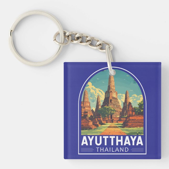 Llavero Ayutthaya Tailandia Emblema de arte de viajes (Frente)