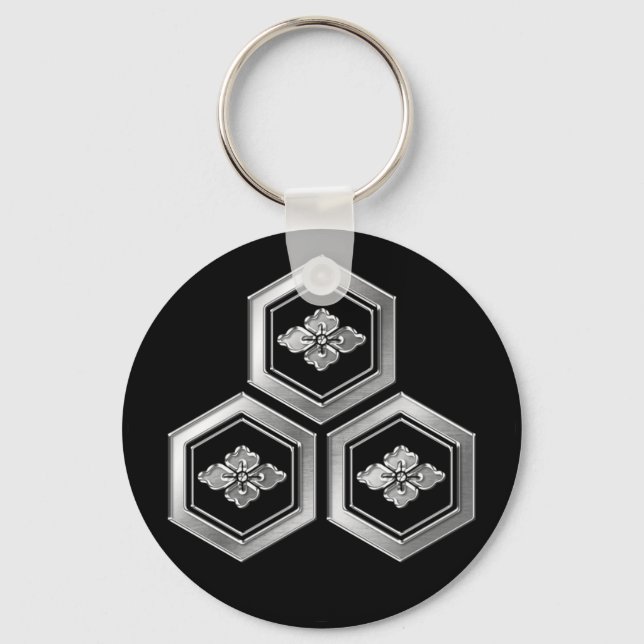 Llavero Azai Clan Kamon Silver Chrome (Anverso)