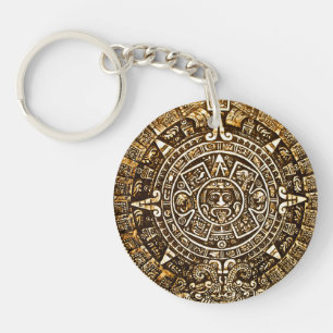 Llavero azteca del calendario de la mirada