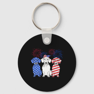 Llavero Azul Blanco Rojo Dachshund Perro Bandera Estadouni