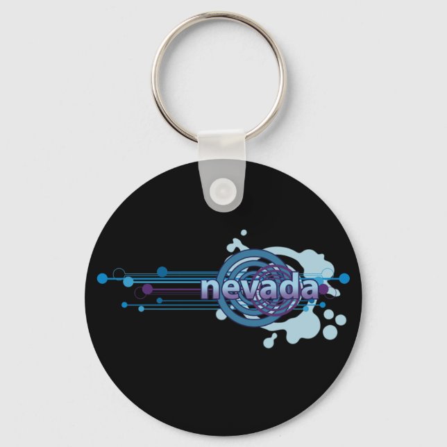 Llavero Azul Círculo gráfico Nevada Keychain Oscuro (Anverso)