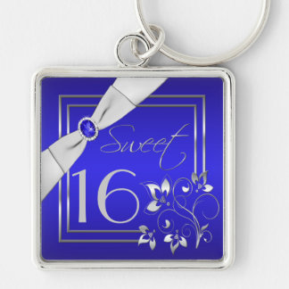 Llavero Azul cobalto y plata dulce dieciséis keychain