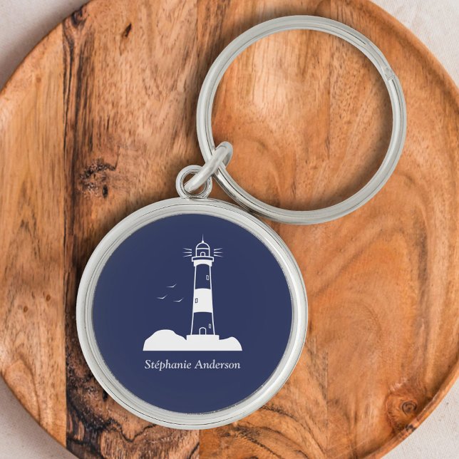 Llavero Azul de la Marina de Faro (Lighthouse Navy Blue Keychain)