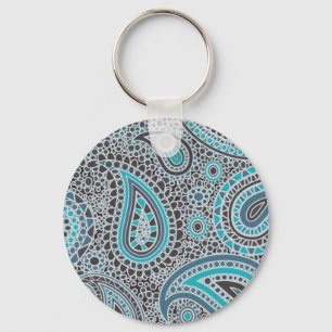 Llavero Azul de océano Paisley