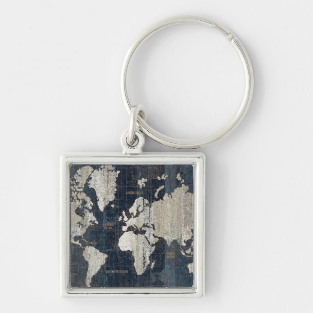 Llavero Azul del mapa de Viejo Mundo (Frente)