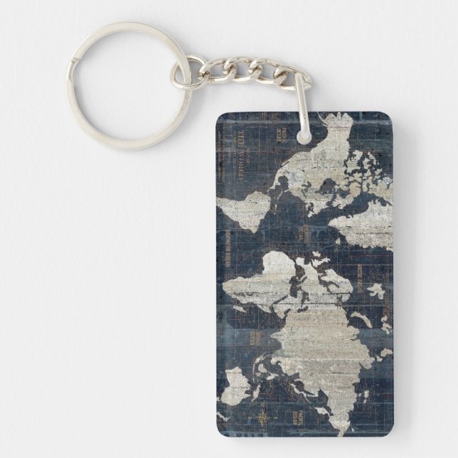 Llavero Azul del mapa de Viejo Mundo (Frente)