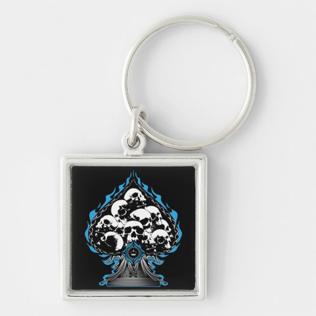 Llavero Azul Flamante con Skulls (Frente)
