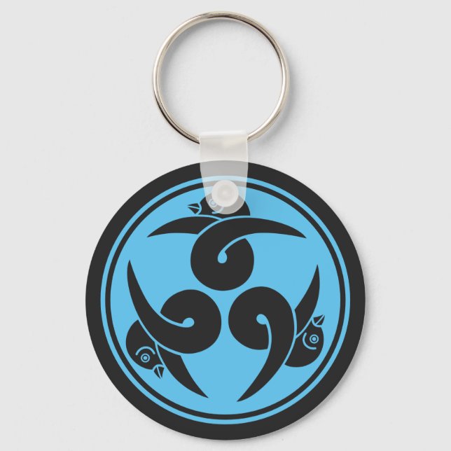Llavero Azul Gris Vintage Tres Gansos Japón Mon Oriental (Anverso)