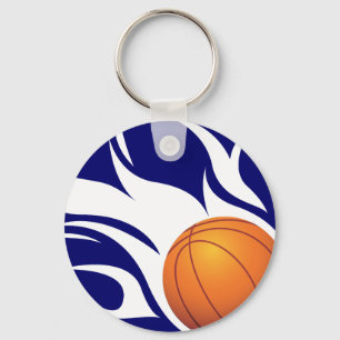 Llavero Azul llameante y blanco del baloncesto