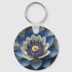 Llavero Azul Lotus Flor Arte Espiritual Zen