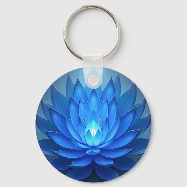 Llavero Azul Lotus Flor Arte Espiritual Zen (Anverso)