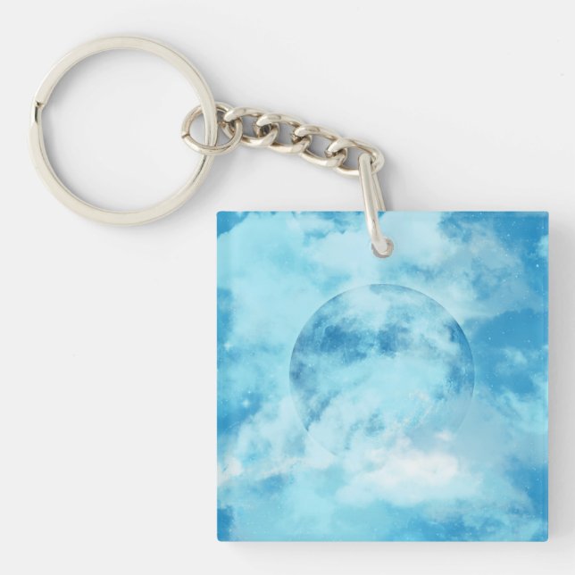 LLAVERO AZUL LUNA ARTÍSTICA NOCHE SKY KEYCHAIN (Frente)