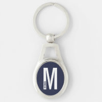 Azul Marino Moderno Personalizado Monograma y Nomb