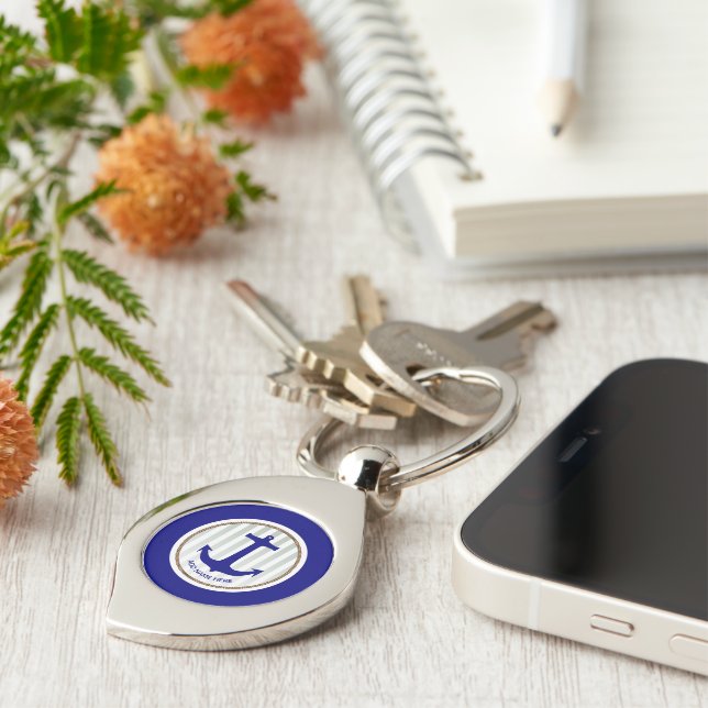 Llavero Azul marino náutico personalizado (Lateral)