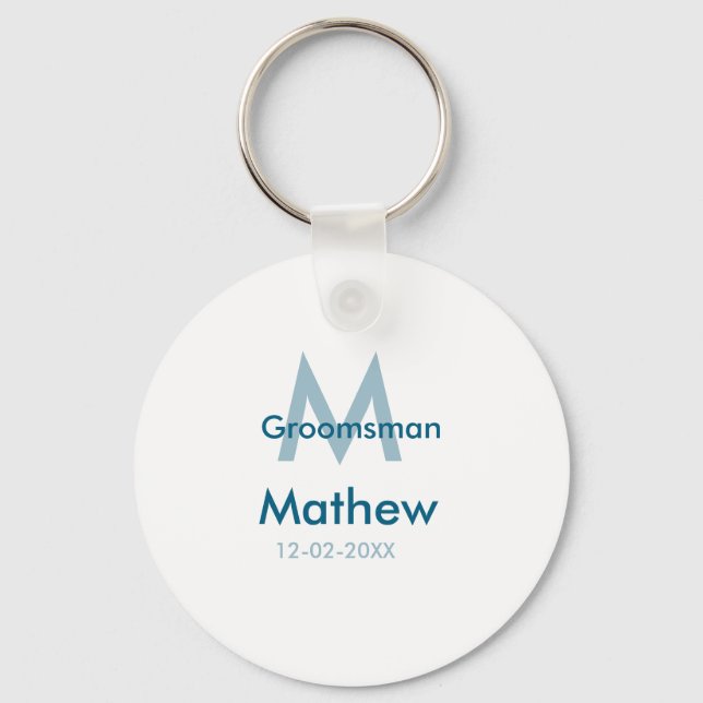 Llavero Azul marino nombre del padrino letra fecha masculi (Anverso)