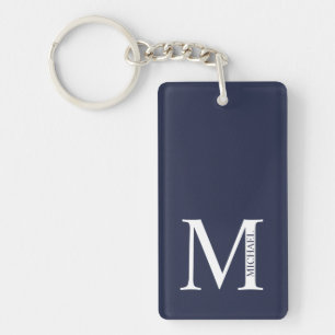 Llavero Azul Marino Personalizado con Monograma y Nombre 