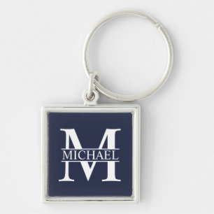 Llavero Azul Marino Personalizado Monograma y Nombre