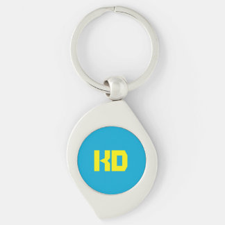 Llavero Azul monograma personalizado, amarillo
