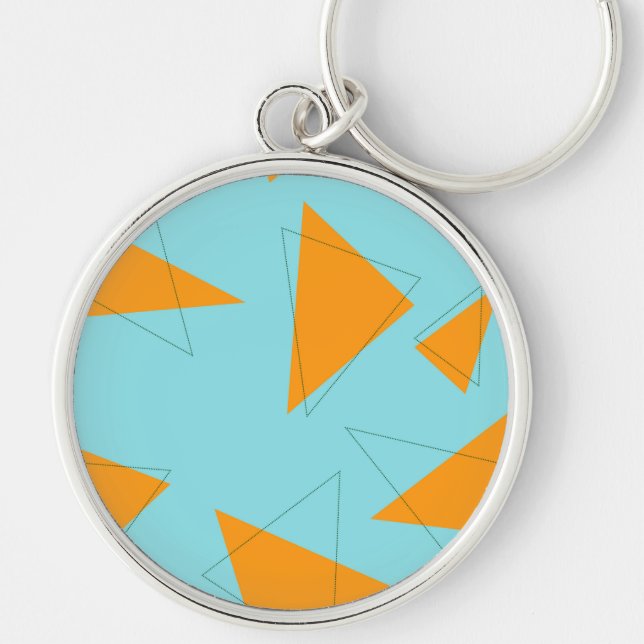 Llavero Azul, naranja, fresco, de moda, moderno patrón tri (Frente)