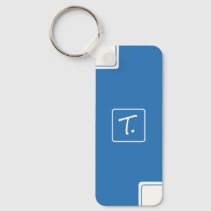 Llavero Azul Oceánico Minimalista con Monograma Blanco