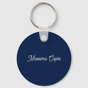 Llavero Azul oscuro elegante casual con nombre escrito a m