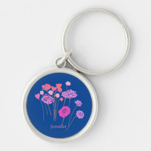 Llavero Azul oscuro floral floral bonito