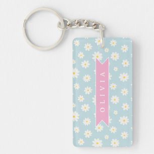 Llavero Azul Pastel Personalizado Coquette Flor de Margari
