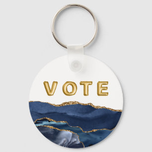 Llavero Azul Patriótico Vota Agata Dorada