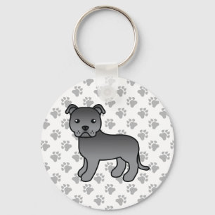 Llavero Azul Staffordshire Bull Terrier Perro de Dibujos A