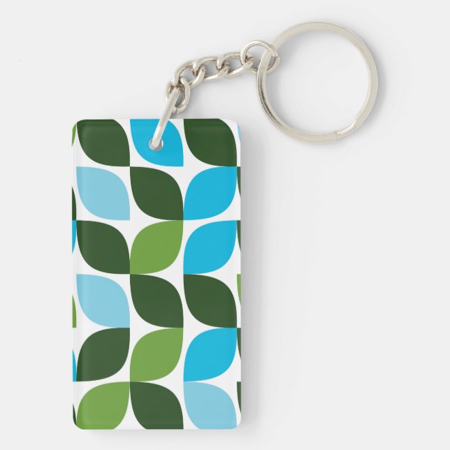 Llavero Azul, verde, fresco, moderno y natural abstracto (Atrás)
