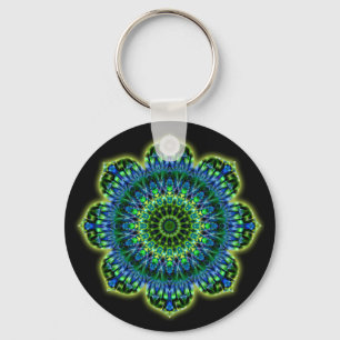 Llavero azul verde Mandala negro
