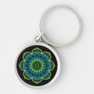 Llavero azul verde Mandala negro