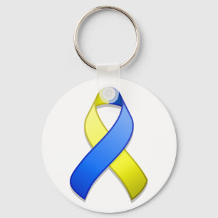 Llavero azul y amarillo de la cinta de la