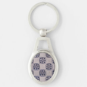 Llavero Azulejo holandés antiguo patrón azul blanco Delft