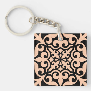 Llavero Azulejo marroquí - rosa melocotón y negro