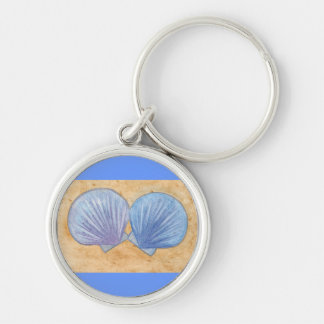 Llavero Azulejos de mariscos morados azules en las cadenas