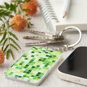Llavero Azulejos de Piscina, Baldosas Mosaico Verdes, Patr