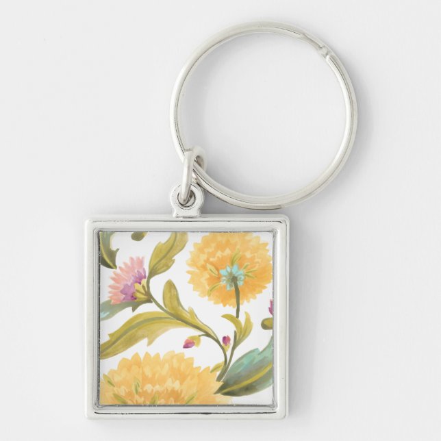 Llavero Azulejos florales de abadía - Flores amarillas (Frente)