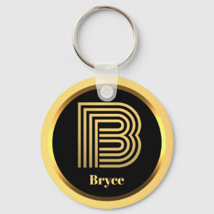 Llavero B Letra Gold Monogramada Keychain Personalizada