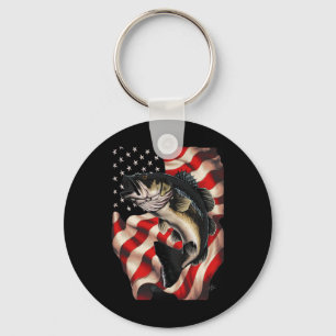 Llavero B Pescador Bandera Estadounidense 4 De Julio Para