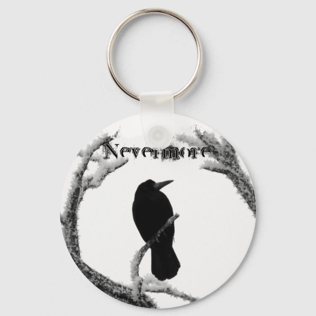 Llavero B&W Winter Raven Edgar Allan Poe Nevermore (Anverso)