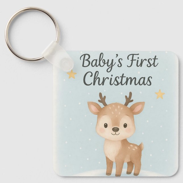 Llavero Baby first christmas reindeer cute tiny festive  (Anverso)