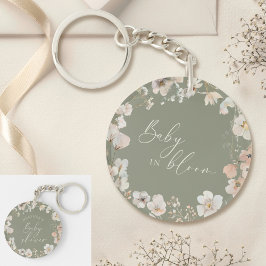 Llavero Baby In Bloom Sage Green Wildflower Baby Shower
