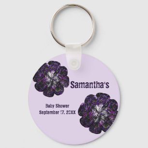Llavero Baby Shower Purple Flowers Floral Baby Girl