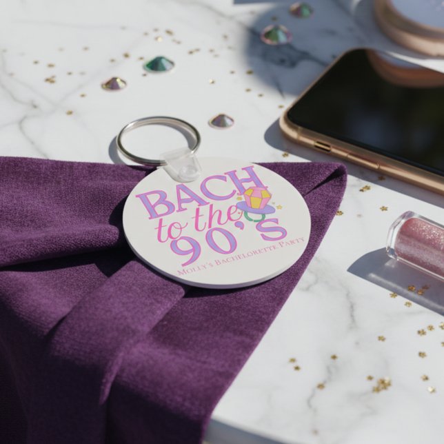 Llavero Bach to the 90s - Diseño de Fiesta de Bachelorette (90s Retro Bachelorette Keychain)