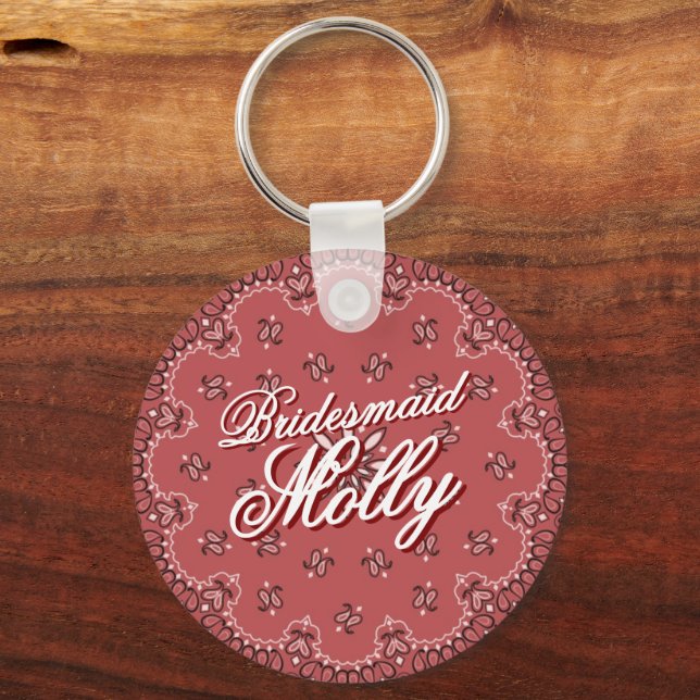 Llavero Bachelorette, socio de Red Howdy personalizado (Reverso )