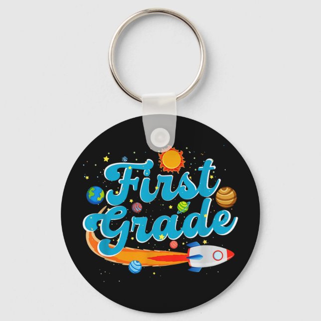 Llavero Back to school outer space teacher first grade (Anverso)