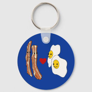 Llavero Bacon ama Huevos Gracioso Diseño de Bacon