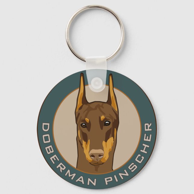 Llavero Badge Doberman, rojo (Anverso)